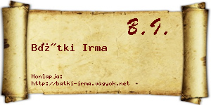 Bátki Irma névjegykártya